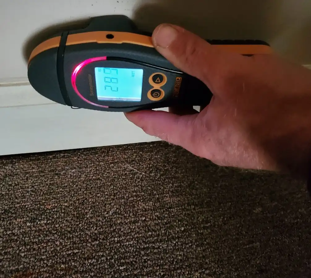 Moisture detection at baseboard during Sewage Cleanup & Sanitation in Chambersburg